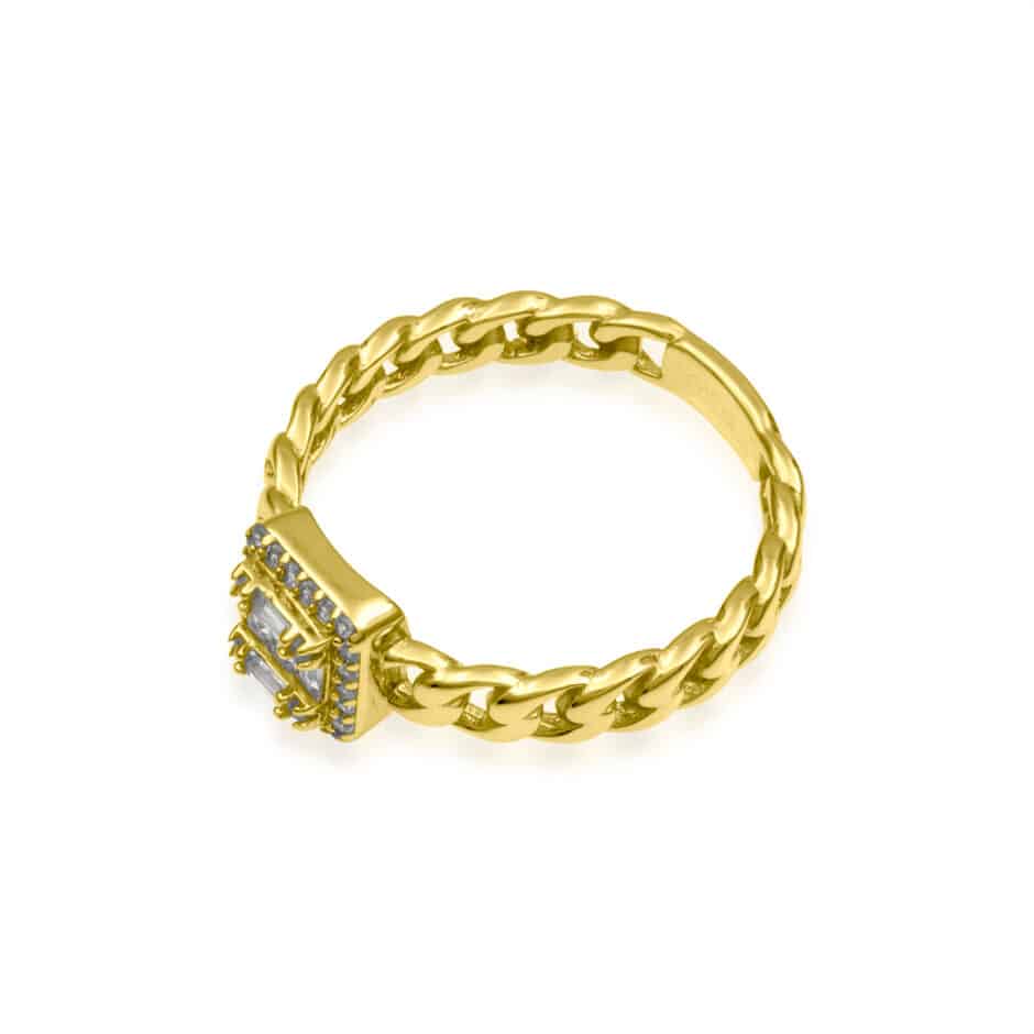 BAGUETTE GOLD CHAIN-LINK RING | SARRA JEWELLERY