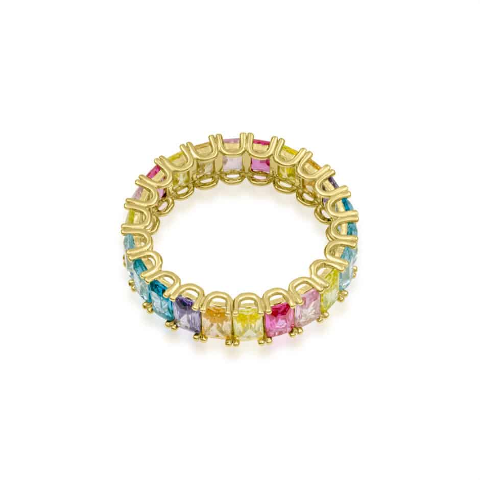 MULTI COLOR EMERALD GOLD ETERNITY BAND | SARRA JEWELLERY