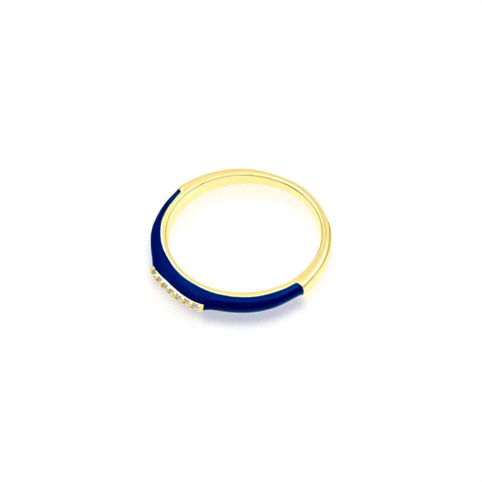 GOLD BLUE ENAMEL BAND RING | SARRA JEWELLERY