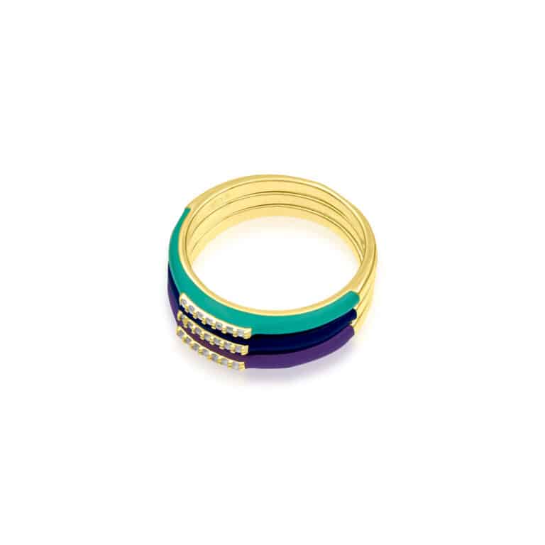 GOLD ENAMEL STACKING RINGS | SARRA JEWELLERY