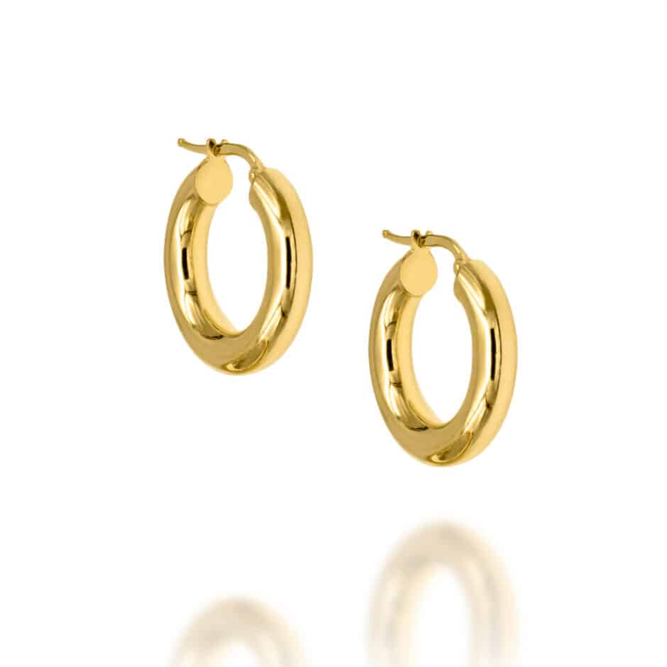 CLASSIC GOLD MEDIUM HOOP EARRINGS - HYPOALLERGENIC 925 SILVER | SARRA JEWELLERY