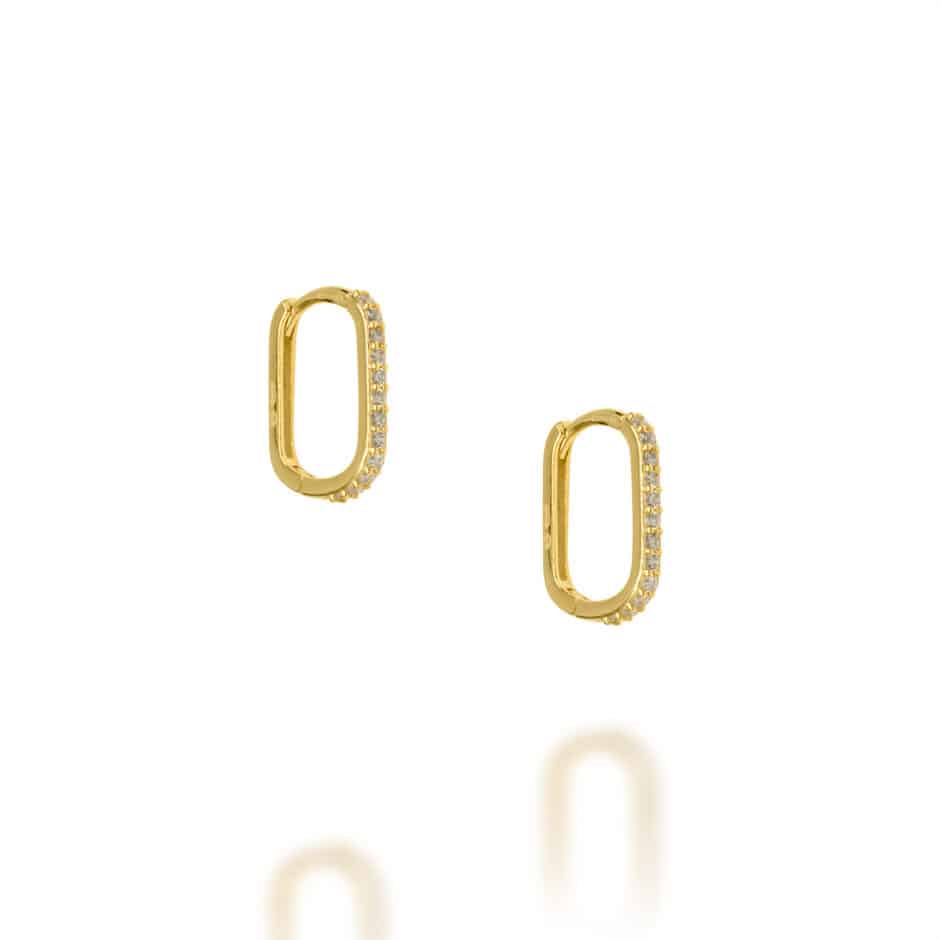 GOLD SMALL RECTANGULAR HOOPS | SARRA JEWELLERY