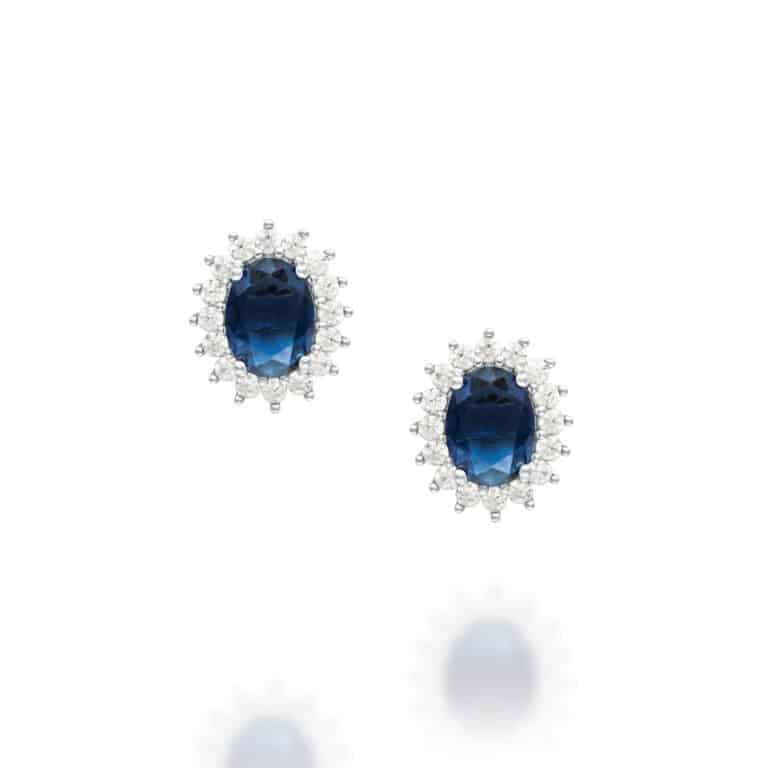 ROYAL BLUE OVAL STUD CLUSTER EARRINGS | SARRA JEWELLERY