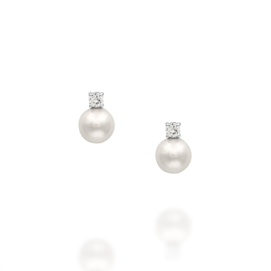 SILVER FRESHWATER PEARL STUD DROP EARRINGS | SARRA JEWELLERY