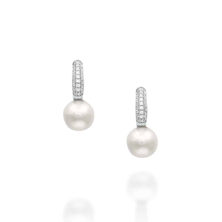 SILVER FRESHWATER PEARL STUD DROP EARRINGS | SARRA JEWELLERY