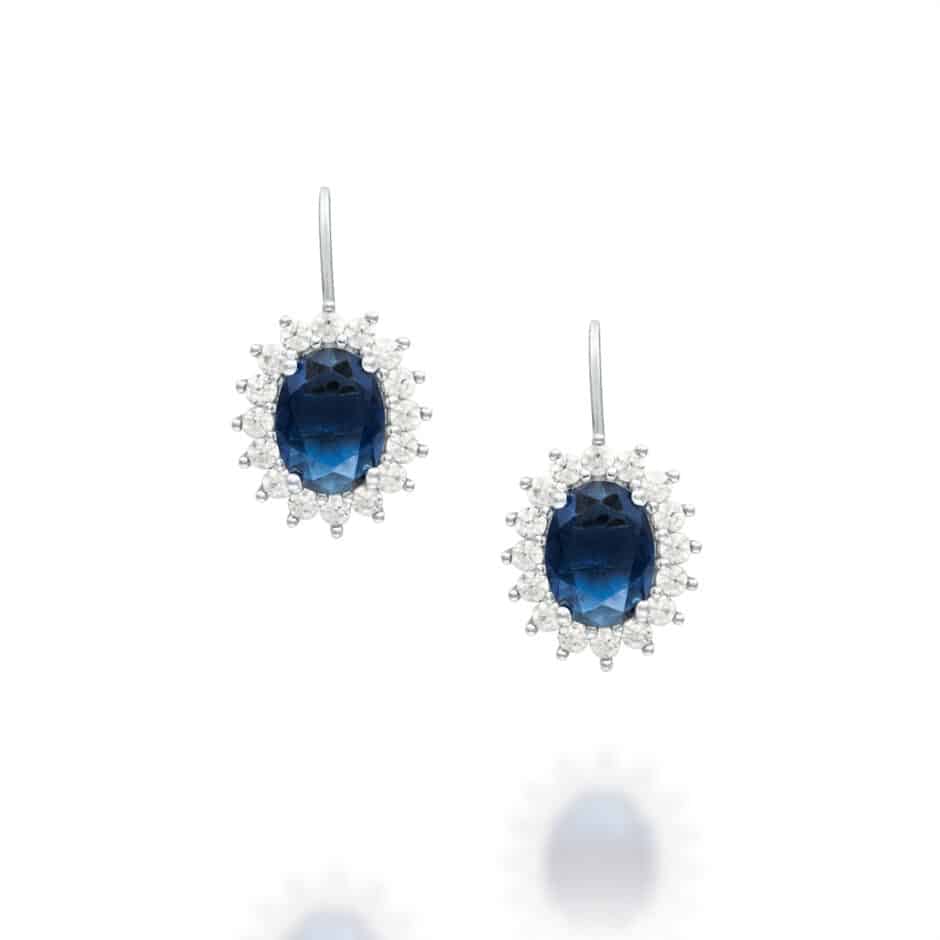 ROYAL BLUE OVAL DROP CLUSTER EARRINGS | SARRA JEWELLERY