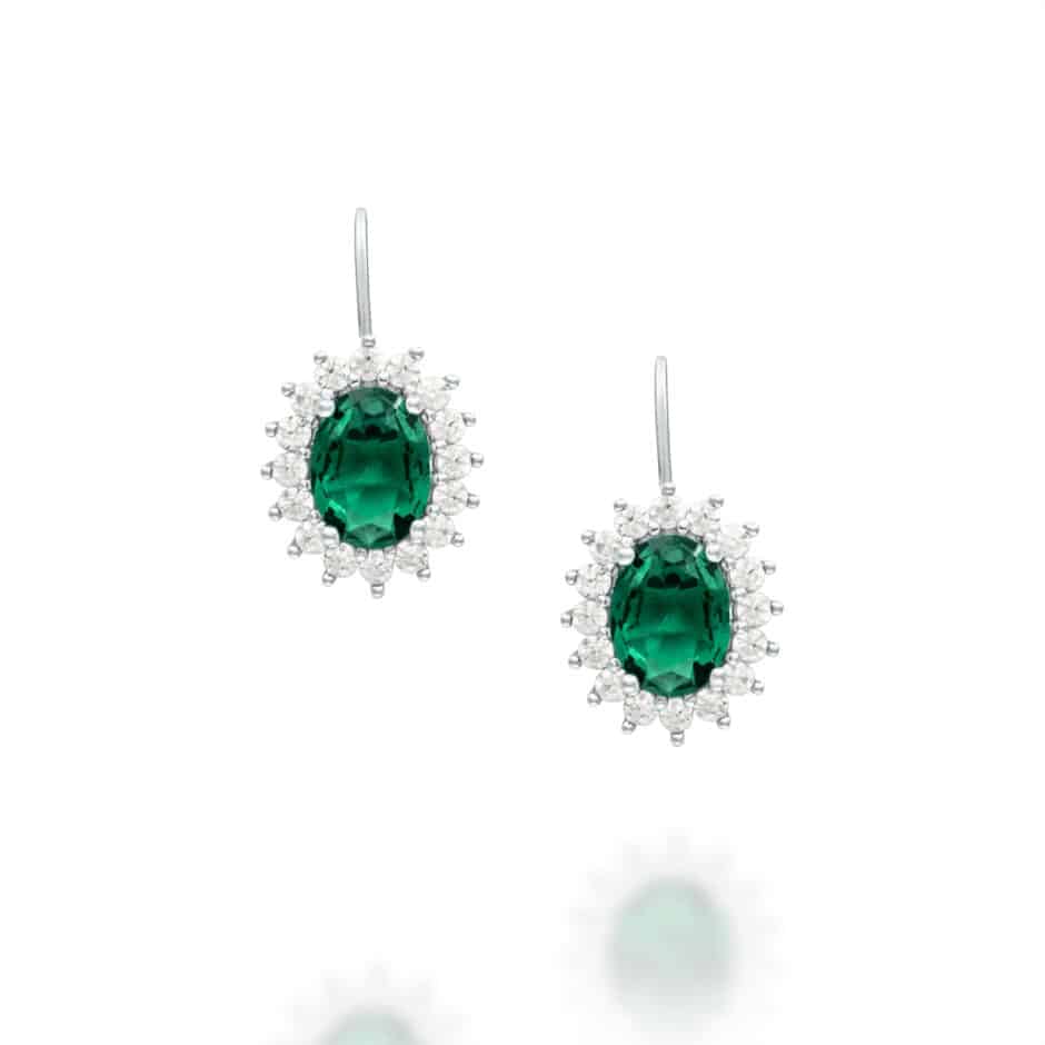 EMERALD GREEN OVAL DROP CLUSTER EARRINGS | SARRA JEWELLERY