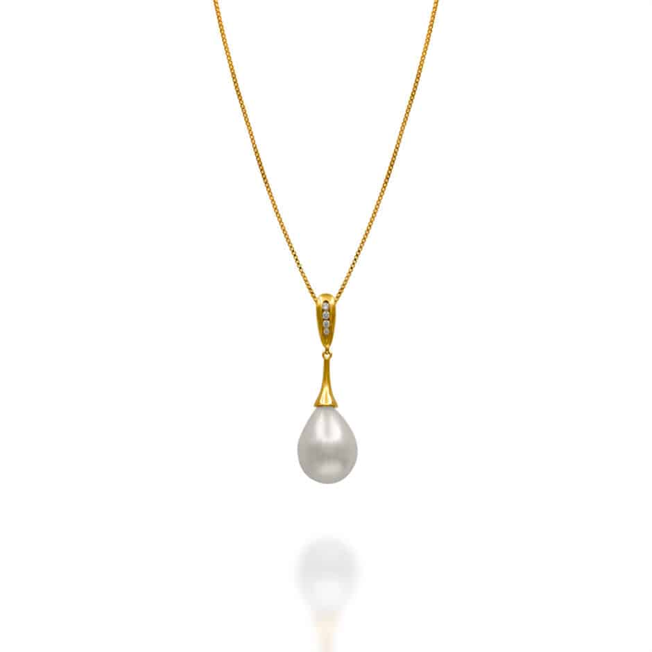 GOLD FRESHWATER TEARDROP PEARL PENDANT | SARRA JEWELLERY