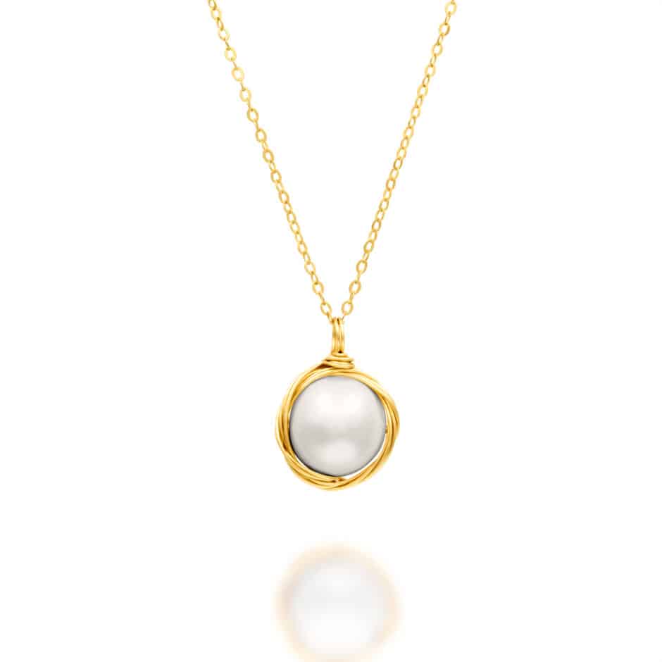 14K GOLD NESTED FRESHWATER PEARL PENDANT |SARRA JEWELLERY