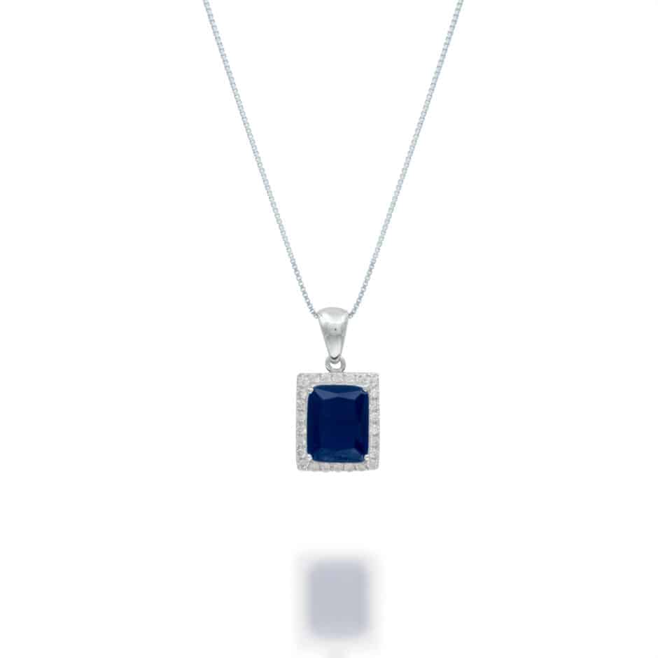 925 ROYAL BLUE EMERALD HALO PENDANT | SARRA JEWELLERY