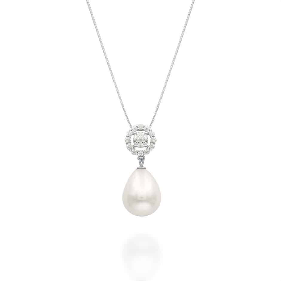 925 TEARDROP PEARL HALO PENDANT | SARRA JEWELLERY