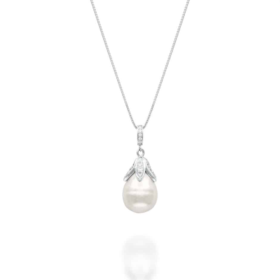 925 PETAL TEARDROP PEARL PENDANT | SARRA JEWELLERY