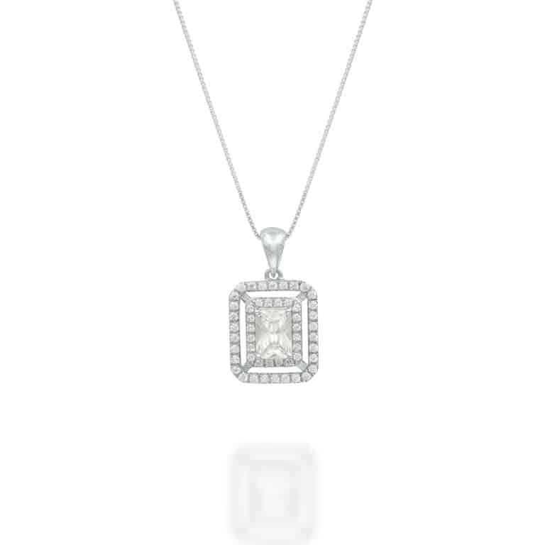 295 RADIANT CUT HALO PENDANT | SARRA JEWELLERY