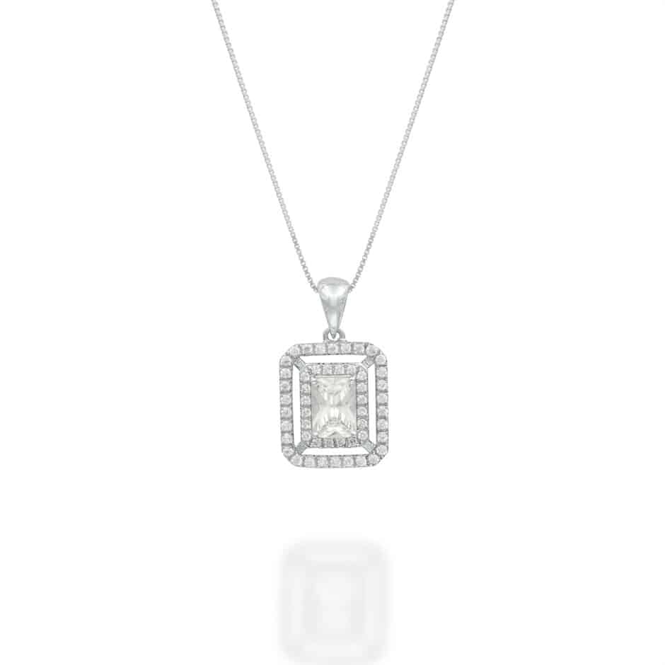 295 RADIANT CUT HALO PENDANT | SARRA JEWELLERY