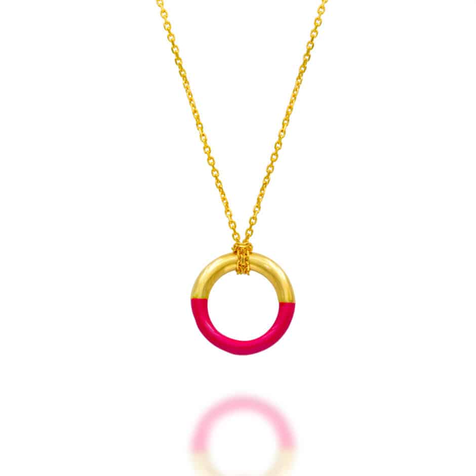 ADJUSTABLE PINK ENAMEL GOLD NECKLACE | SARRA JEWELLERY