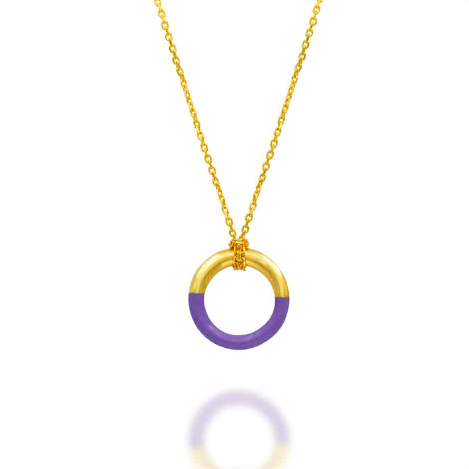 ADJUSTABLE PURPLE ENAMEL GOLD NECKLACE | SARRA JEWELLERY