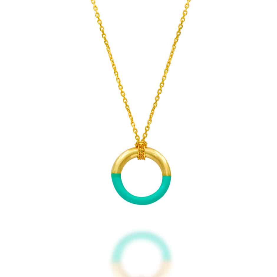 ADJUSTABLE TURQUISE ENAMEL GOLD NECKLACE | SARRA JEWELLERY