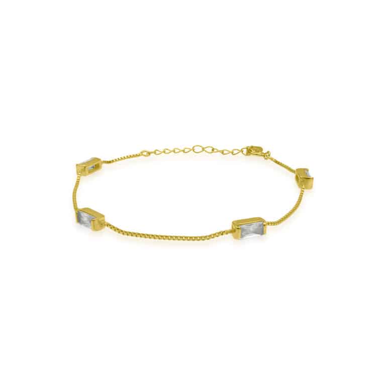 GOLD BAGUETTE STATION BRACELET | SARRA JEWELLERY