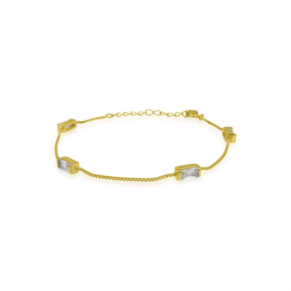 GOLD BAGUETTE STATION BRACELET | SARRA JEWELLERY